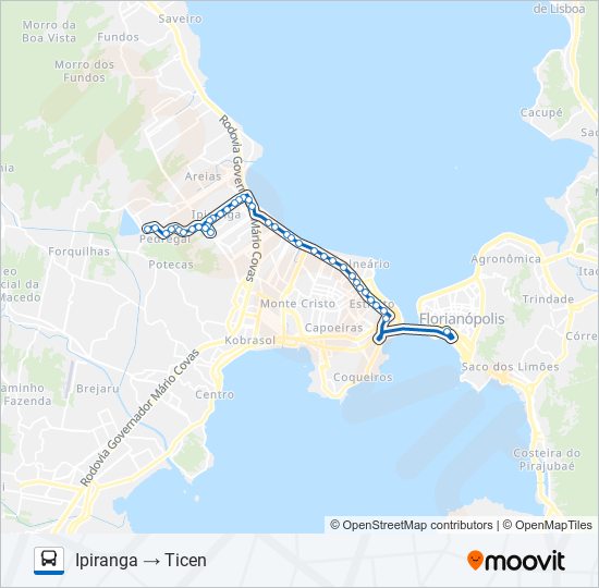 Mapa da linha 10400 BAIRRO IPIRANGA de ônibus