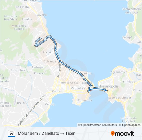 Mapa da linha 11300 JARDIM ZANELLATO de ônibus