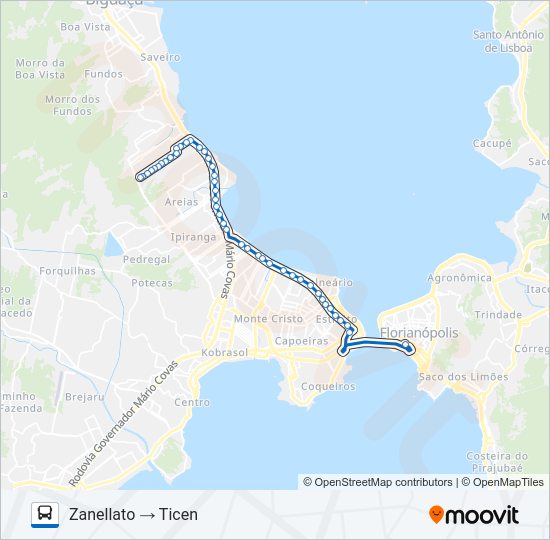 Mapa da linha 11300 JARDIM ZANELLATO de ônibus