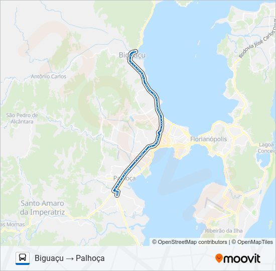 Mapa da linha 8800 BIGUAÇU / PALHOÇA de ônibus