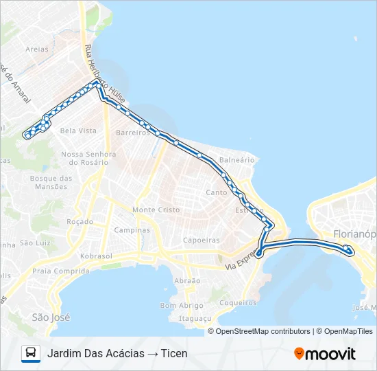75900 JARDIM DAS ACÁCIAS Bus Line Map