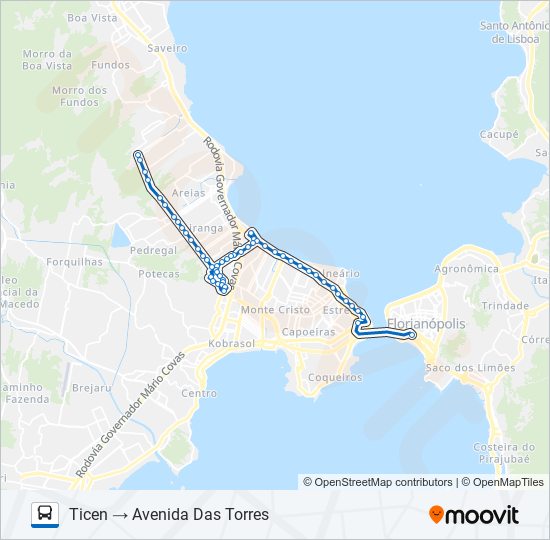 Mapa da linha 84500 AVENIDA DAS TORRES de ônibus