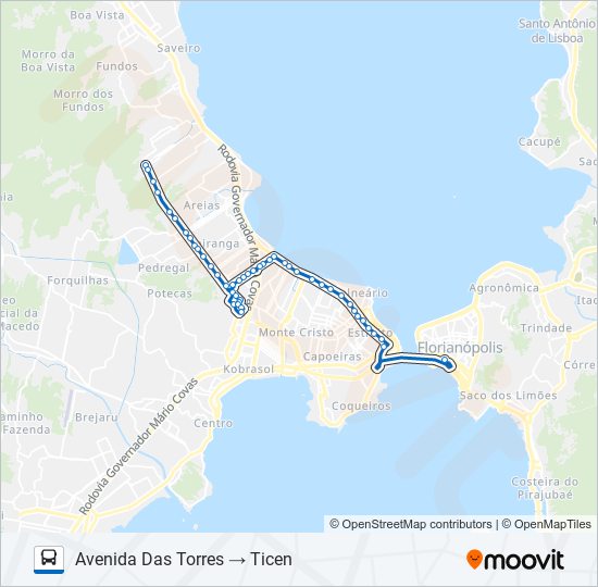 Mapa da linha 84500 AVENIDA DAS TORRES de ônibus