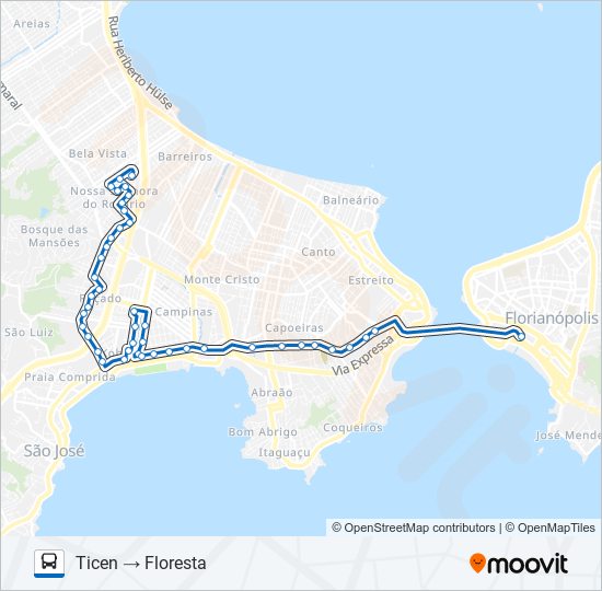 Mapa de 2200 FLORESTA VIA KOBRASOL de autobús