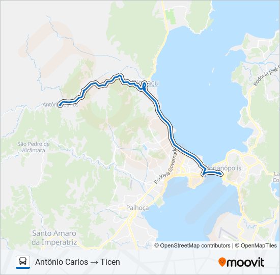 Mapa de 10500 ANTÔNIO CARLOS / FLORIANÓPOLIS de autobús