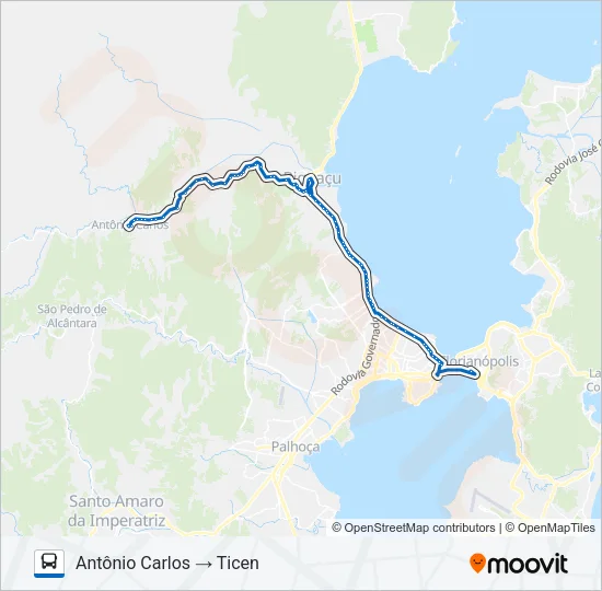 10500 ANTÔNIO CARLOS / FLORIANÓPOLIS Bus Line Map