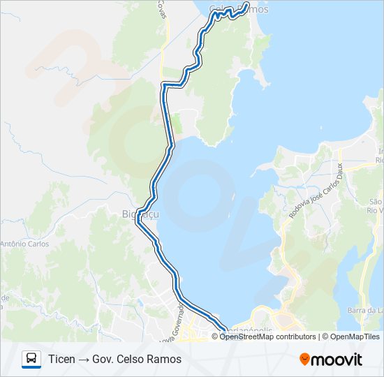 Mapa de 44700 GOVERNADOR CELSO RAMOS / FLORIANÓPOLIS de autobús
