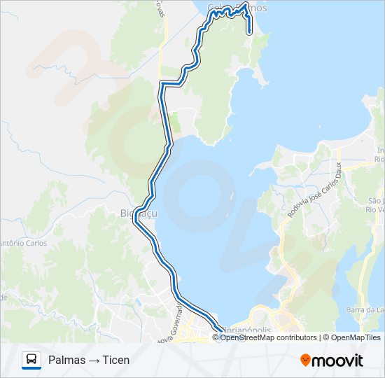 Mapa da linha 44700 GOVERNADOR CELSO RAMOS / FLORIANÓPOLIS de ônibus