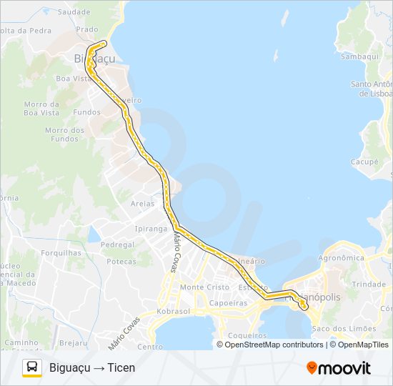 Mapa da linha 76403 EXECUTIVO BIGUAÇU de ônibus