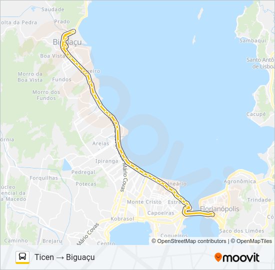 Mapa da linha 76403 EXECUTIVO BIGUAÇU de ônibus