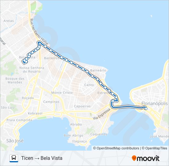 Mapa da linha 43100 BELA VISTA 1 de ônibus