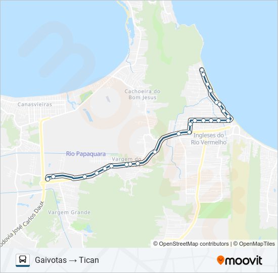 Mapa da linha 263 GAIVOTAS de ônibus