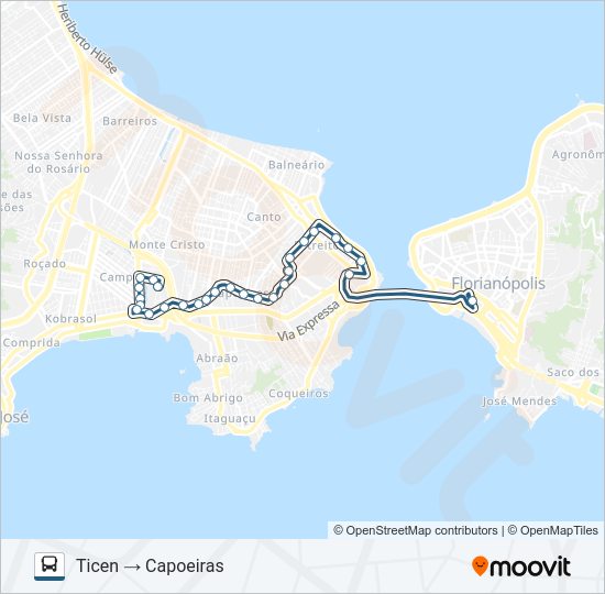 Mapa da linha 631 CAPOEIRAS de ônibus