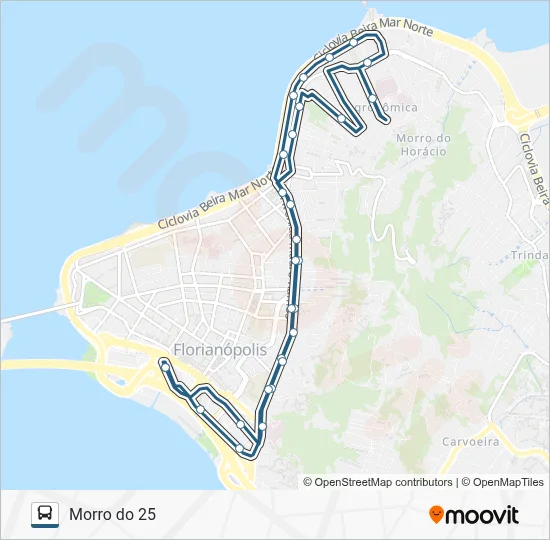 Rota da linha 766 MORRO DO 25: horários, paradas e mapas - Morro