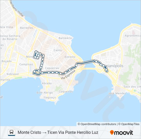 Mapa da linha 670 MONTE CRISTO de ônibus