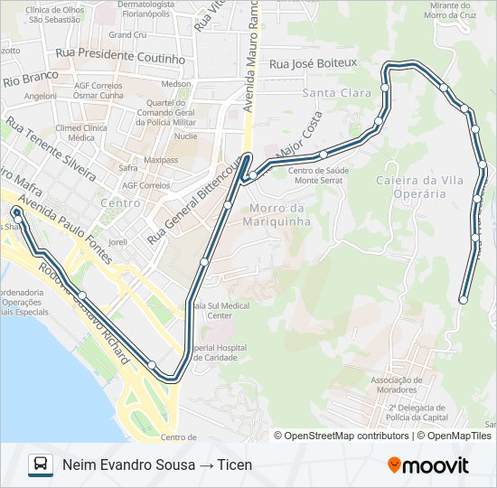 Mapa da linha 764 MONTE SERRAT de ônibus