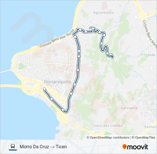 160 MORRO DA CRUZ Bus Line Map