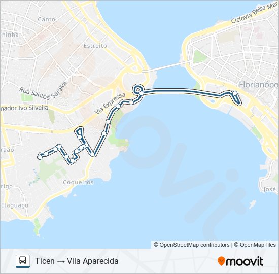 Mapa da linha 761 VILA APARECIDA de ônibus