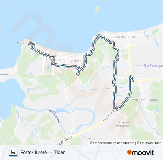 Mapa da linha 250 FORTE / CANASVIEIRAS de ônibus