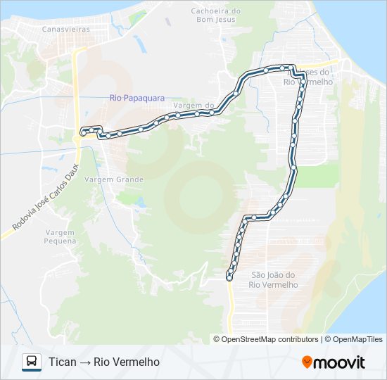 Mapa de 288 CIRCULAR RIO VERMELHO de autobús