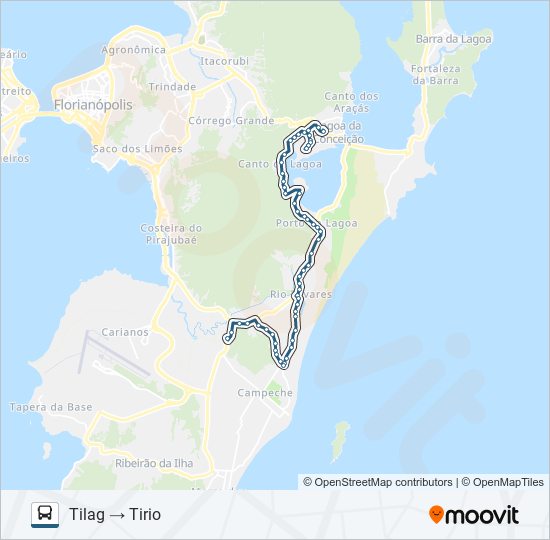 Mapa da linha 843 TILAG - TIRIO VIA LIC de ônibus