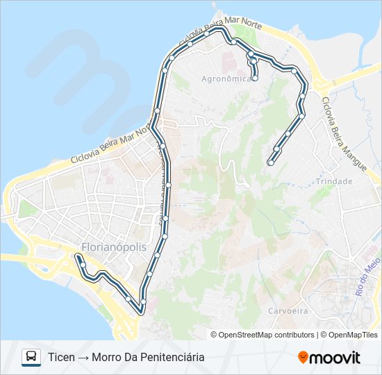 Mapa da linha 161 MORRO DA PENITENCIÁRIA de ônibus