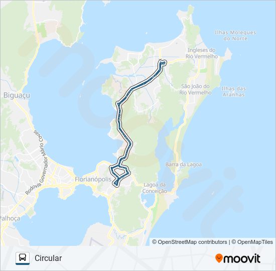 Mapa de 233 TICAN - TITRI VIA UFSC de autobús