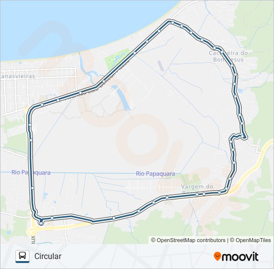 Mapa da linha 260 CACHOEIRA DO BOM JESUS de ônibus