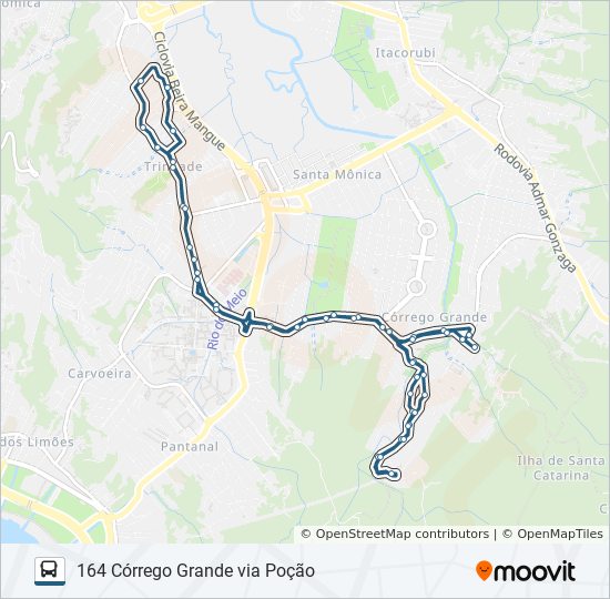 164 CÓRREGO GRANDE VIA POÇÃO bus Line Map