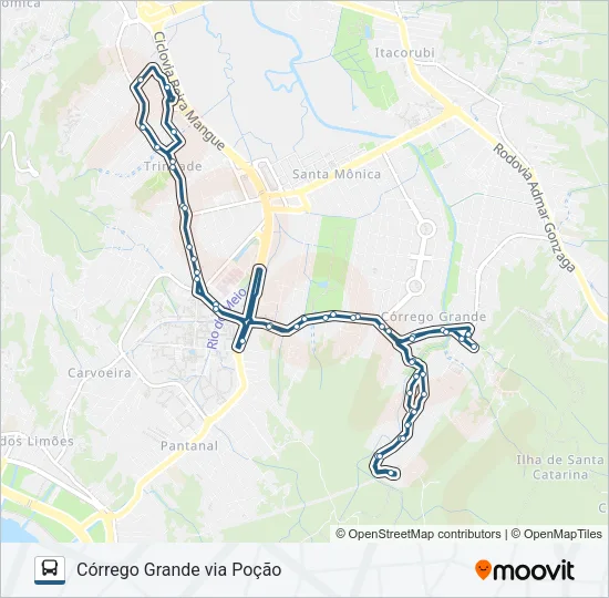 164 CÓRREGO GRANDE VIA POÇÃO Bus Line Map