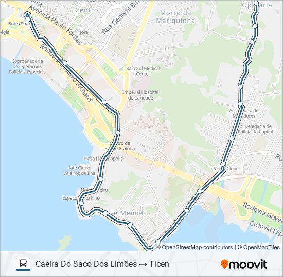 Mapa da linha 763 CAEIRA DO SACO DOS LIMÕES de ônibus