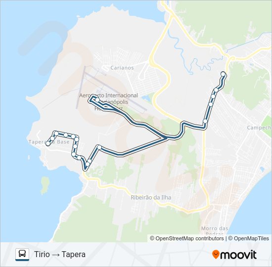 Mapa da linha 477 TIRIO - AEROPORTO VIA TAPERA de ônibus