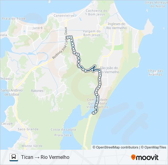 Mapa de 287 RIO VERMELHO VIA VARGEM GRANDE de autobús