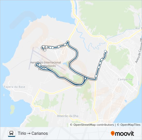 Mapa da linha 468 TIRIO - AEROPORTO VIA CARIANOS de ônibus