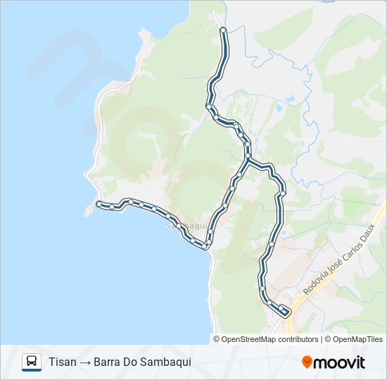 Mapa da linha 366 BARRA DO SAMBAQUI VIA PADRE ROHR de ônibus