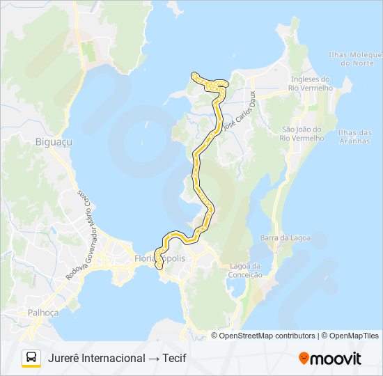 Mapa da linha 1123 EXECUTIVO JURERÊ de ônibus