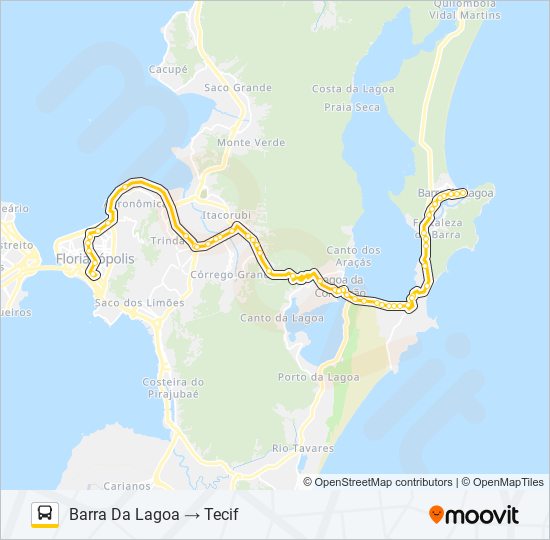 Mapa da linha 2120 EXECUTIVO BARRA DA LAGOA de ônibus