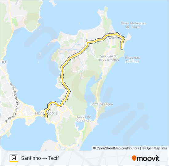 Mapa da linha 1121 EXECUTIVO INGLESES / SANTINHO de ônibus