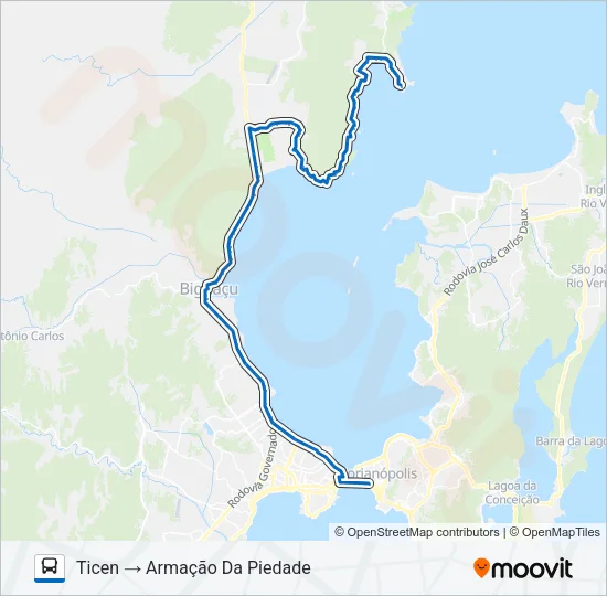 10300 ARMAÇÃO DA PIEDADE / FLORIANÓPOLIS Bus Line Map