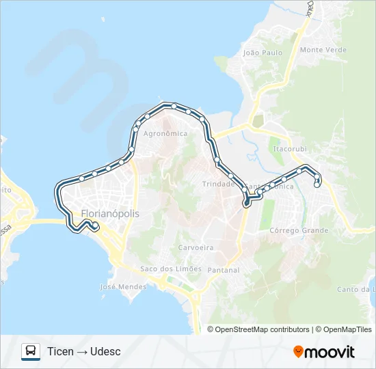 184 UDESC VIA BEIRA-MAR / TITRI Bus Line Map