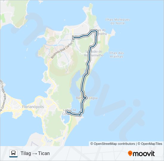 Mapa da linha 840 TICAN - TILAG VIA BARRA DA LAGOA de ônibus