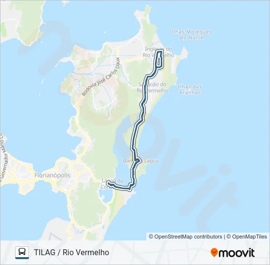 850 TILAG - RIO VERMELHO VIA CIDADE DA BARRA Bus Line Map