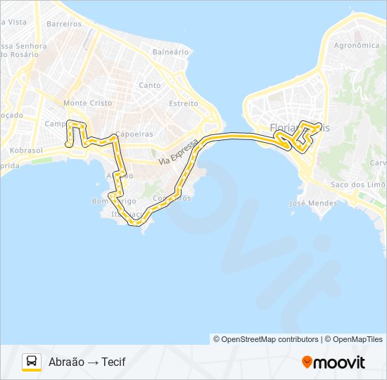 Mapa da linha 6220 EXECUTIVO ABRAÃO de ônibus