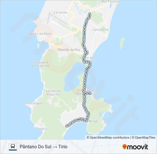 Mapa da linha 564 PÂNTANO DO SUL de ônibus