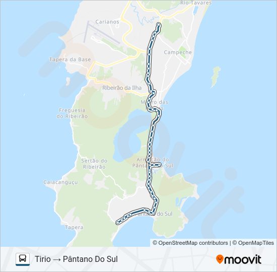 Mapa da linha 564 PÂNTANO DO SUL de ônibus