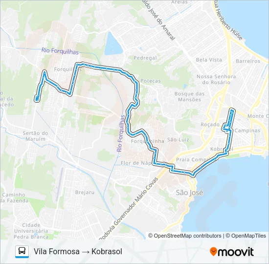 125 VILA FORMOSA / KOBRASOL Bus Line Map