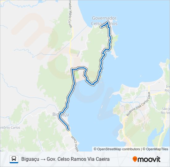 Mapa da linha 43302 PALMAS / BIGUAÇU de ônibus
