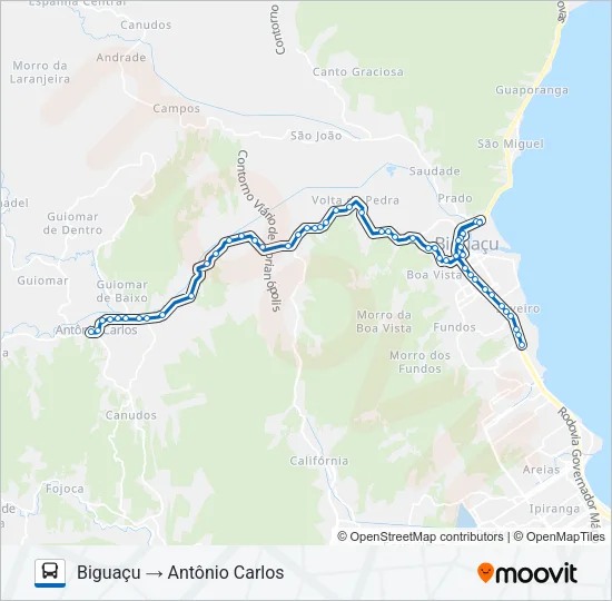 64100 ANTÔNIO CARLOS / BIGUAÇU Bus Line Map