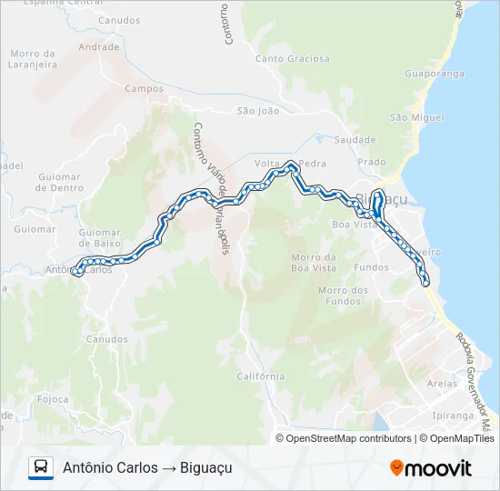 64100 ANTÔNIO CARLOS / BIGUAÇU Bus Line Map