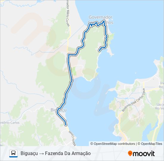 Mapa da linha 54600 GOVERNADOR CELSO RAMOS / BIGUAÇU de ônibus
